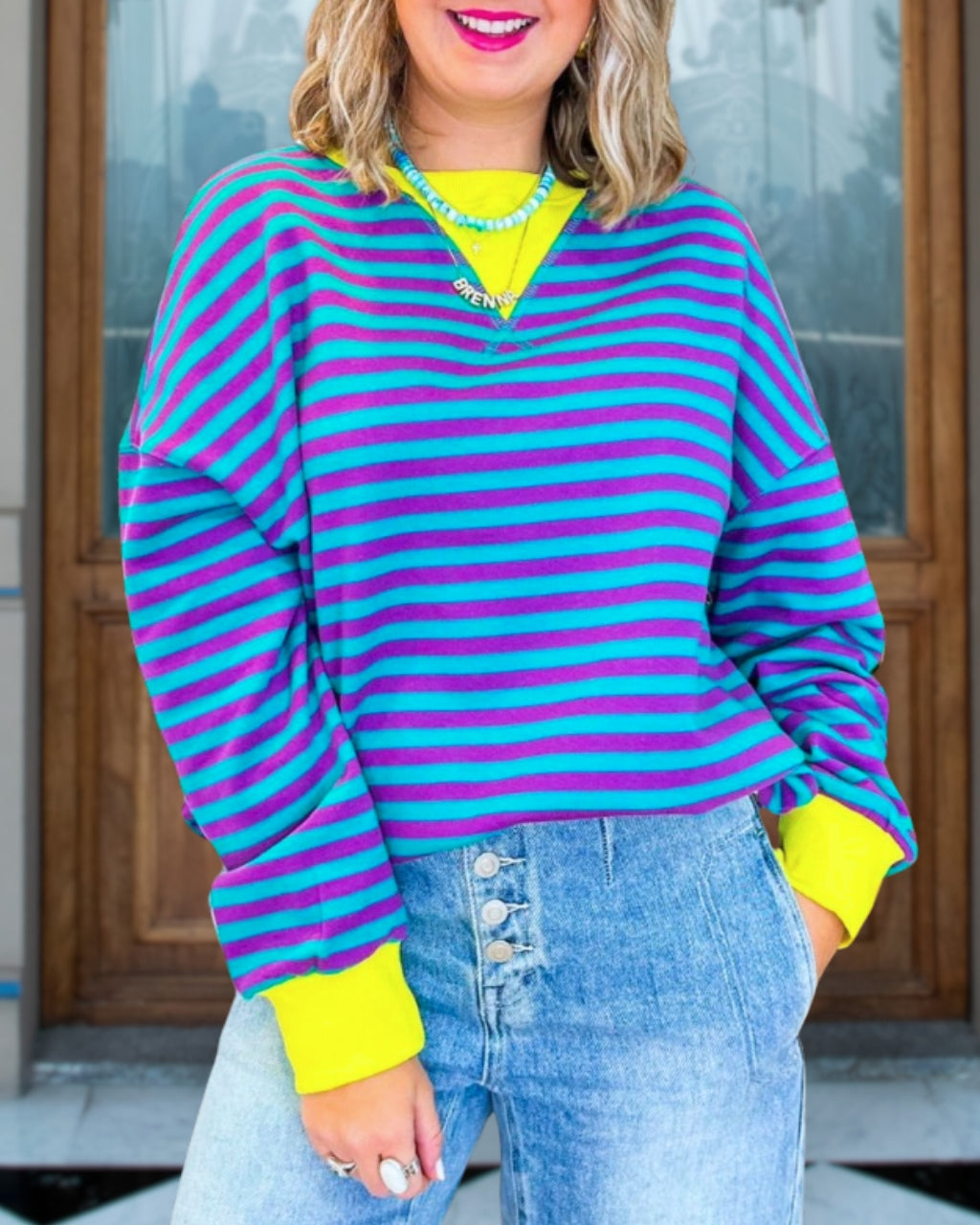Cara Colorblock Striped Pullover