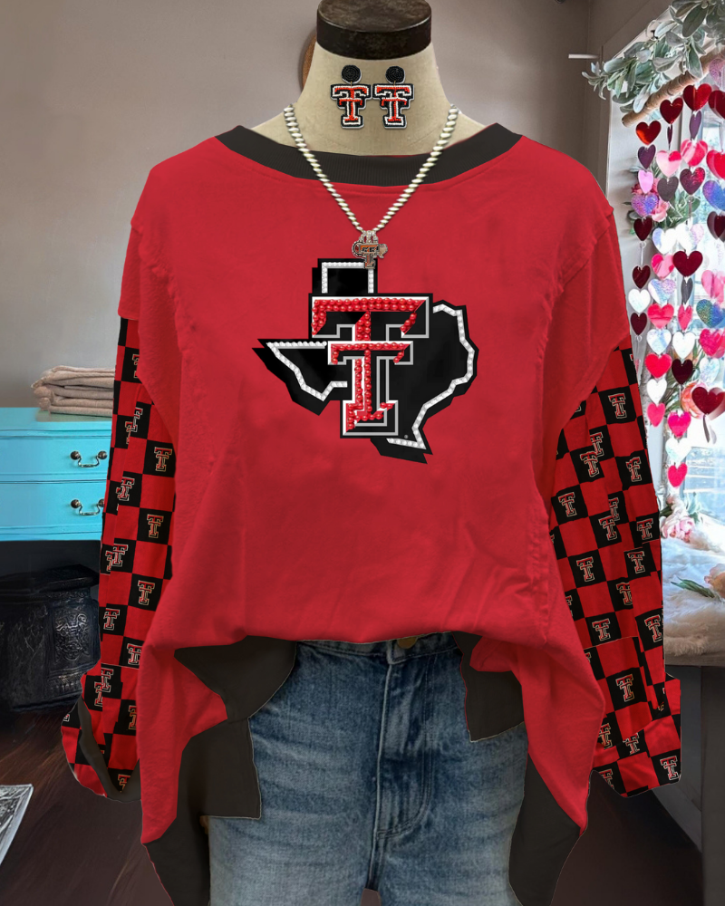 Oversized Texas Tech Beaded Sweatshirt