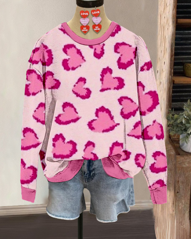 Heart Leopard Crewneck Sweatshirt