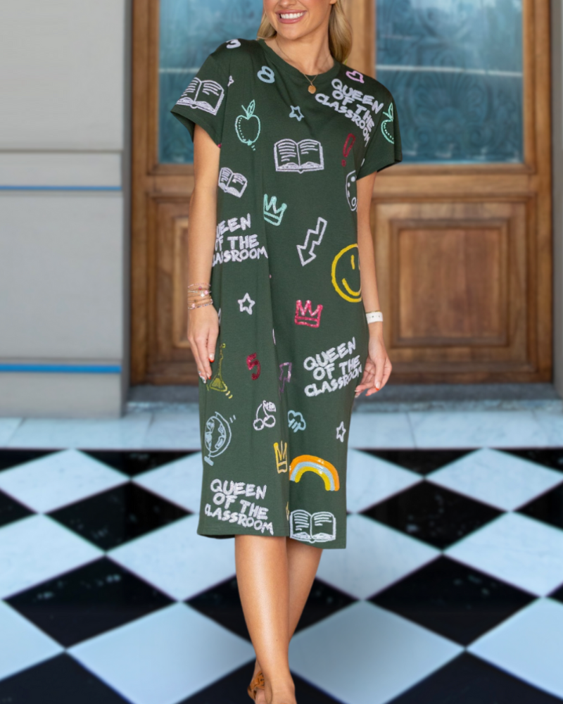 Classroom Mixed Print Dress