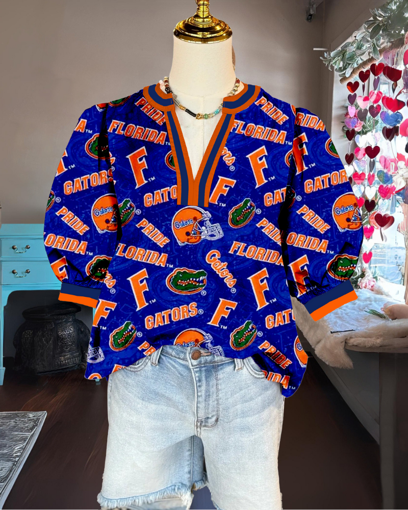 Florida Gators Puff Sleeve Satin Top
