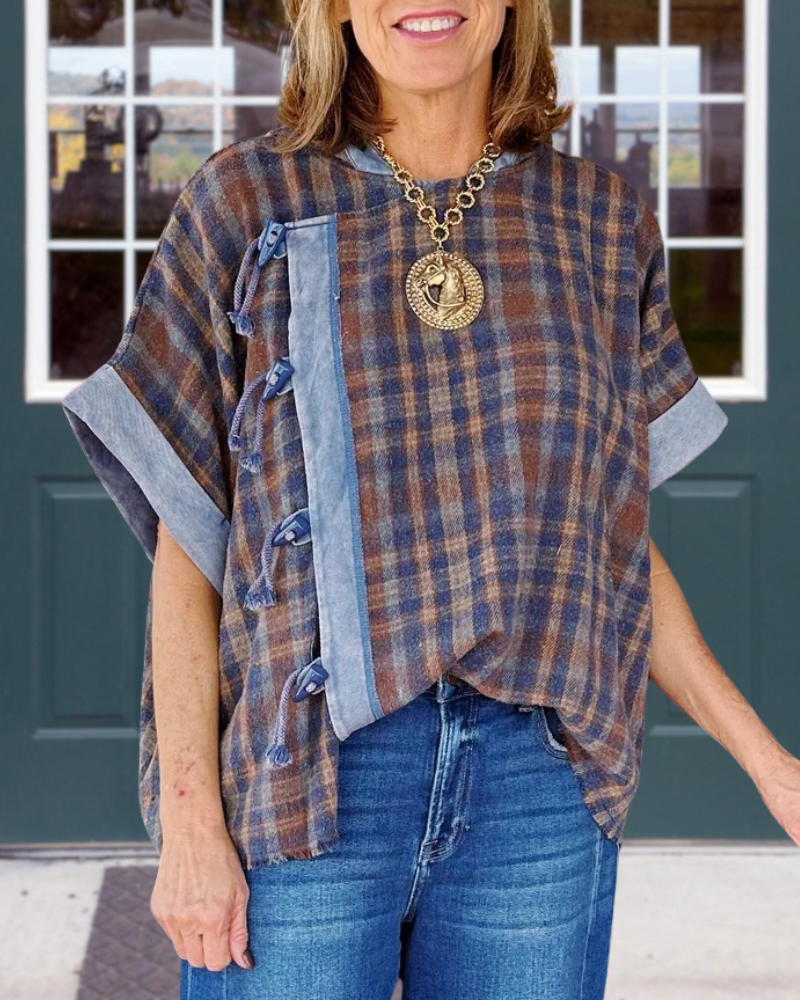 Unique Plaid Button-Down Top
