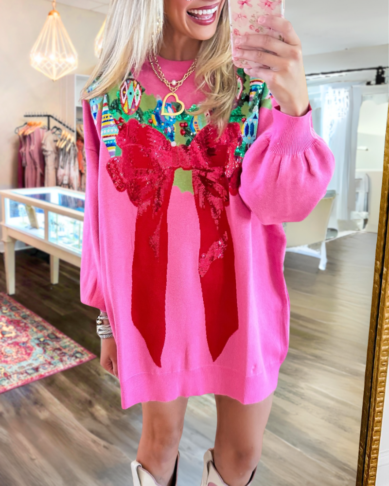 Garland Bow Sequined Dress