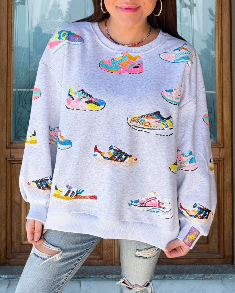 Colorful Sneakers Sequined Sweatshirt