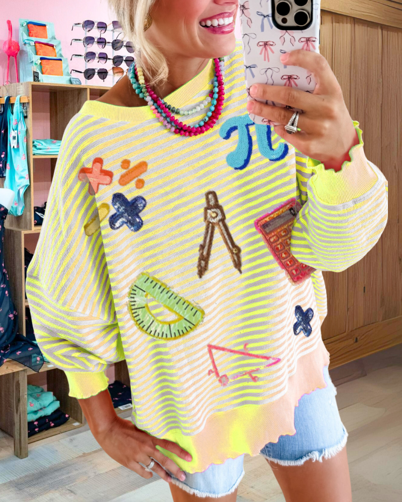 Calculator&Pi Sequins Sweatshirt