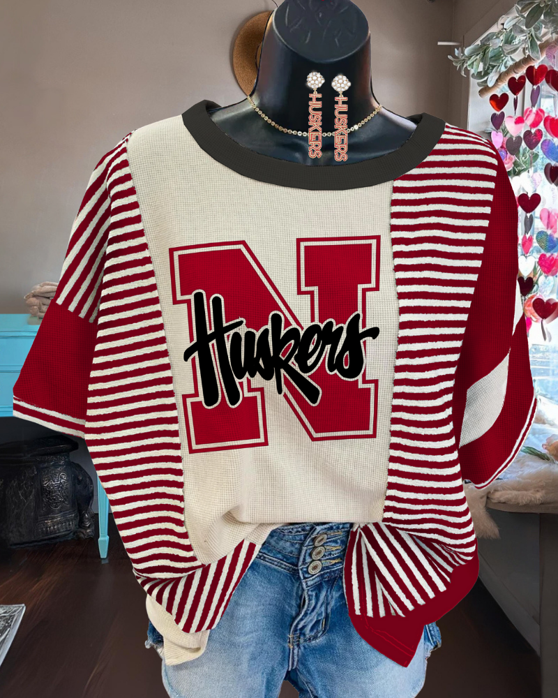 Nebraska Huskers striped T-shirt