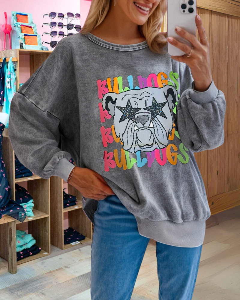 Bulldog Star Washed Sweatshirt