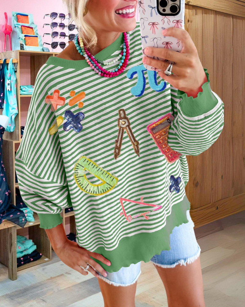 Calculator&Pi Sequins Sweatshirt