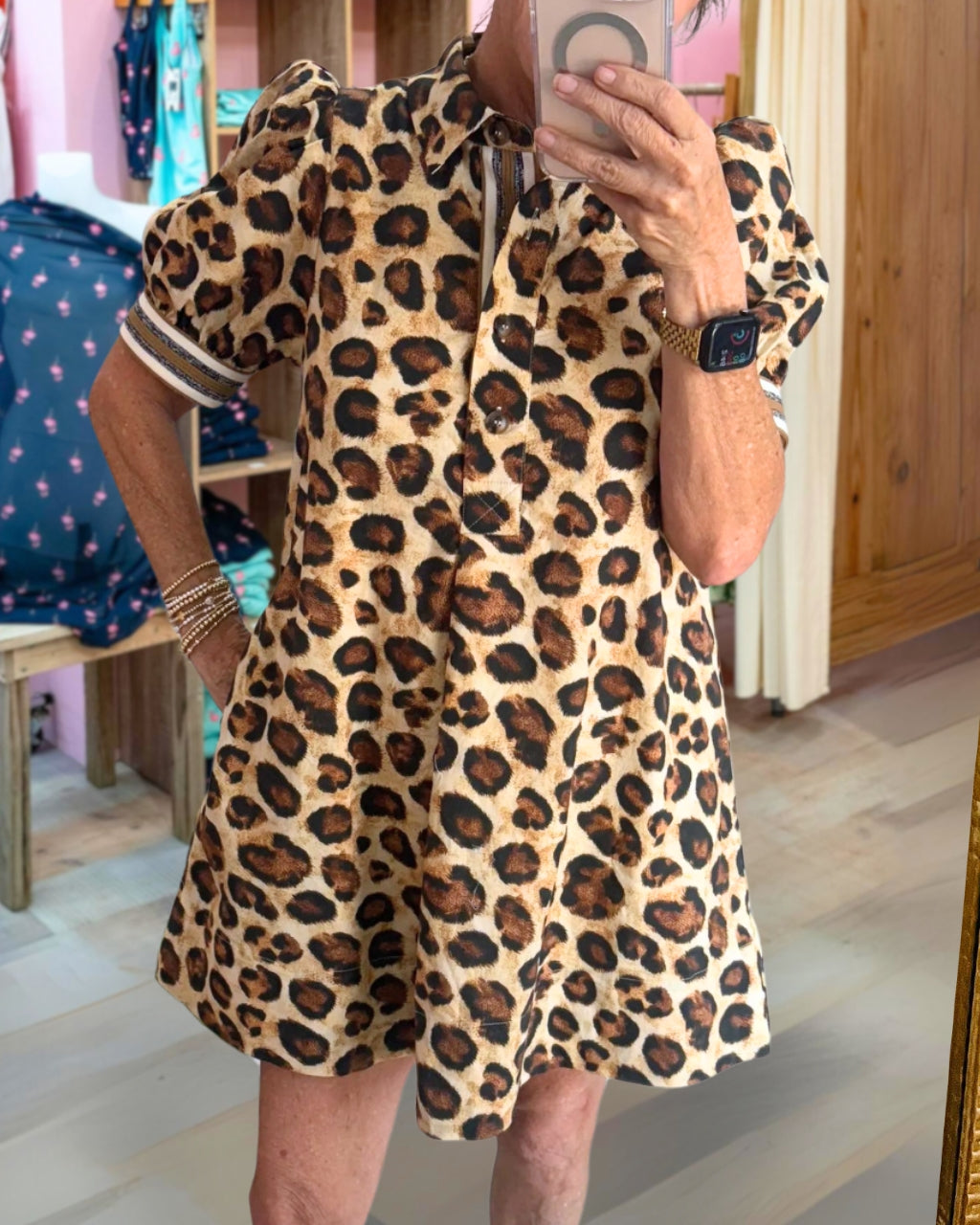 Leopard Puff Mini Dress