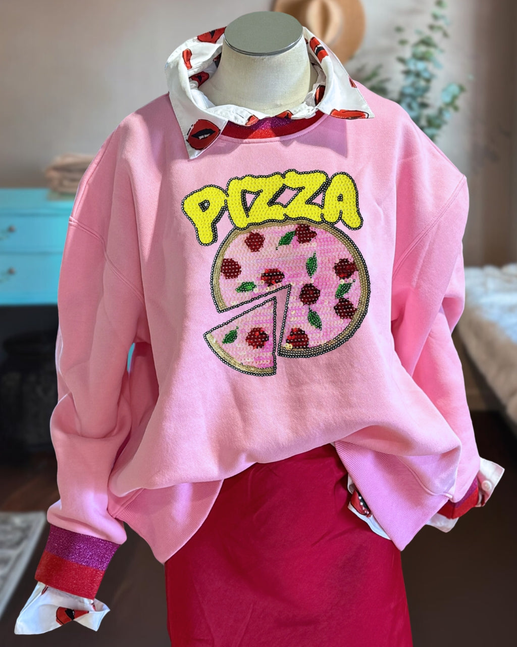 Playful Pizza Sequin Sweatshirt