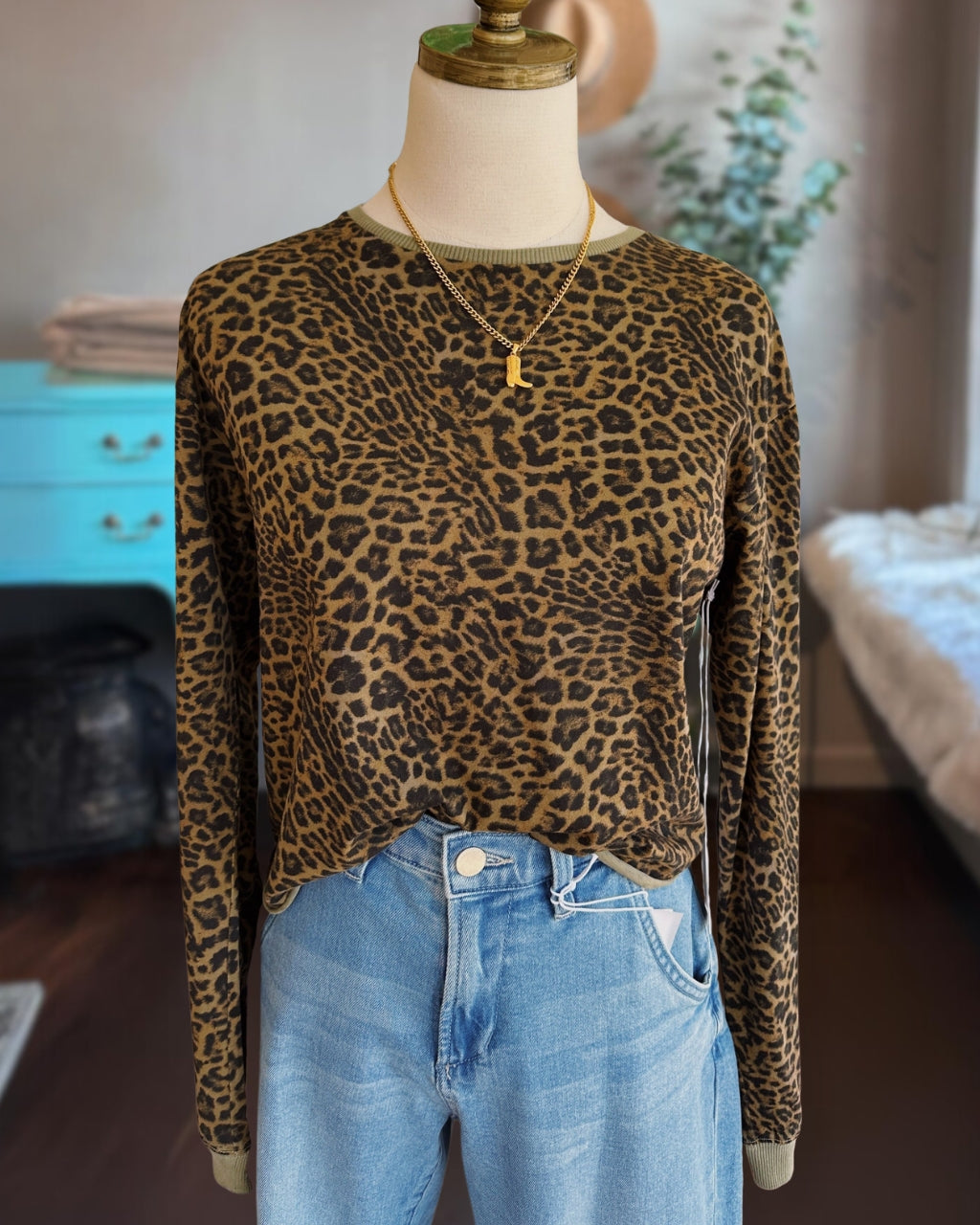 Cozy Leopard Crewneck Top