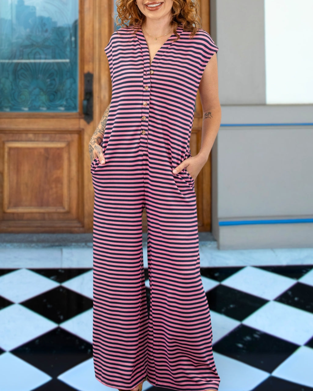 Comfy Striped Sleeveless Jumpsuit