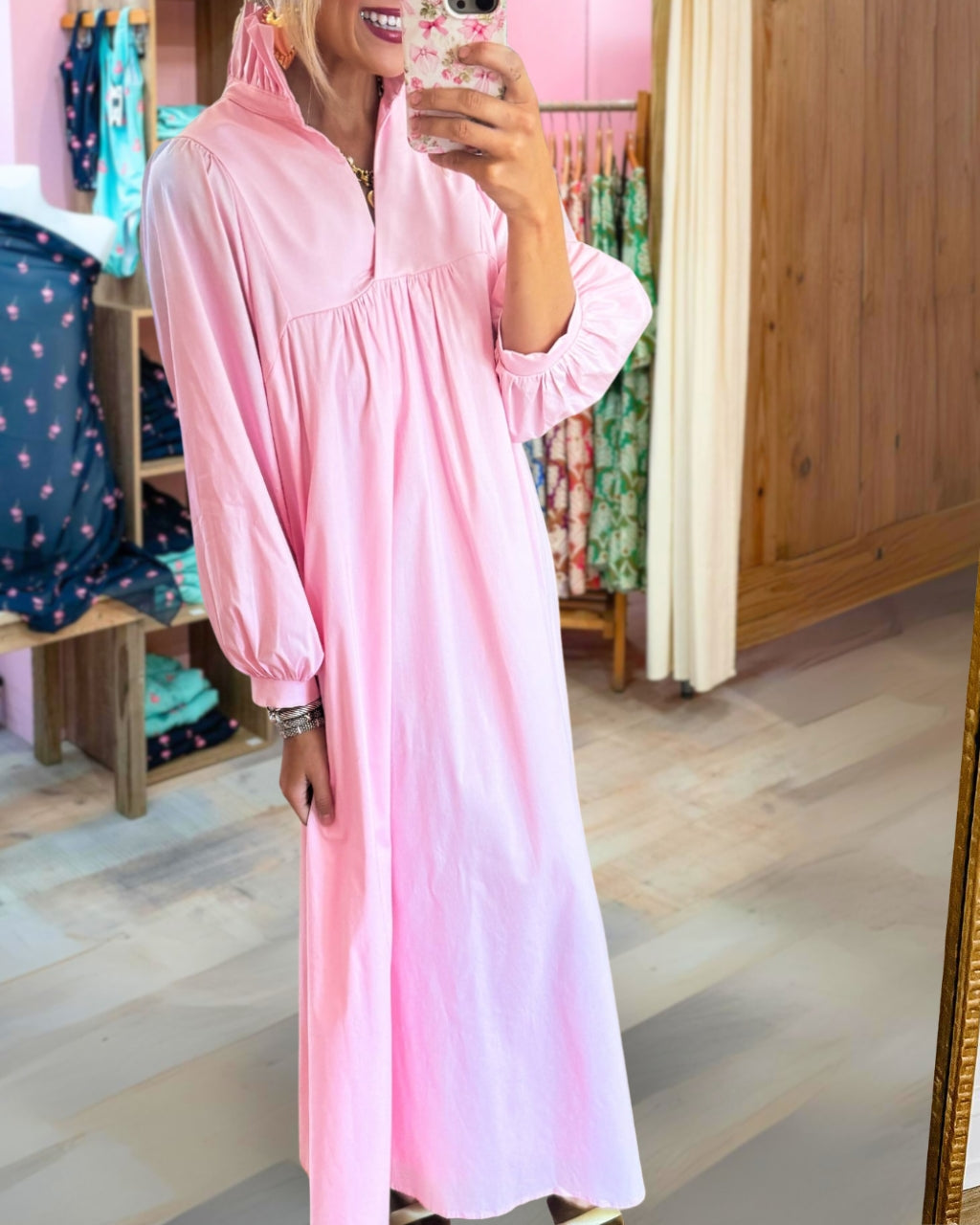 Ruffle Neck Midi Dress