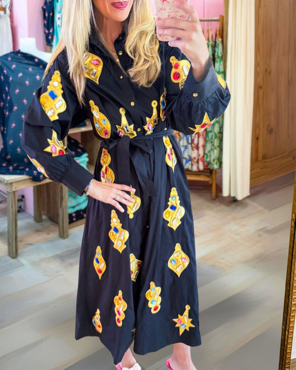 Chic Rhinestone Ornament Midi Dress