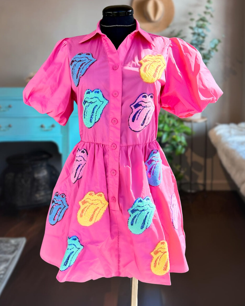 Rock Tongue Embroidered Dress