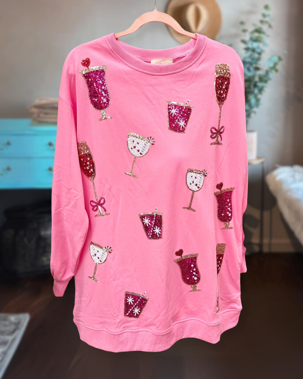 Sequin Drinks Pullover Dress