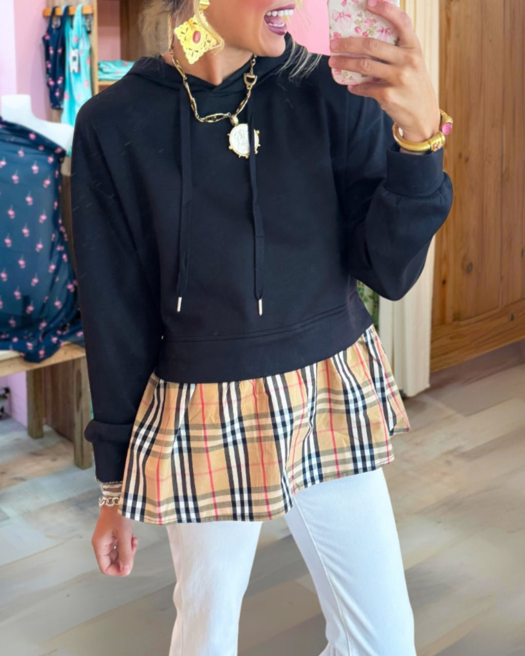 Contrast Trimmed Lightweight Hoodie