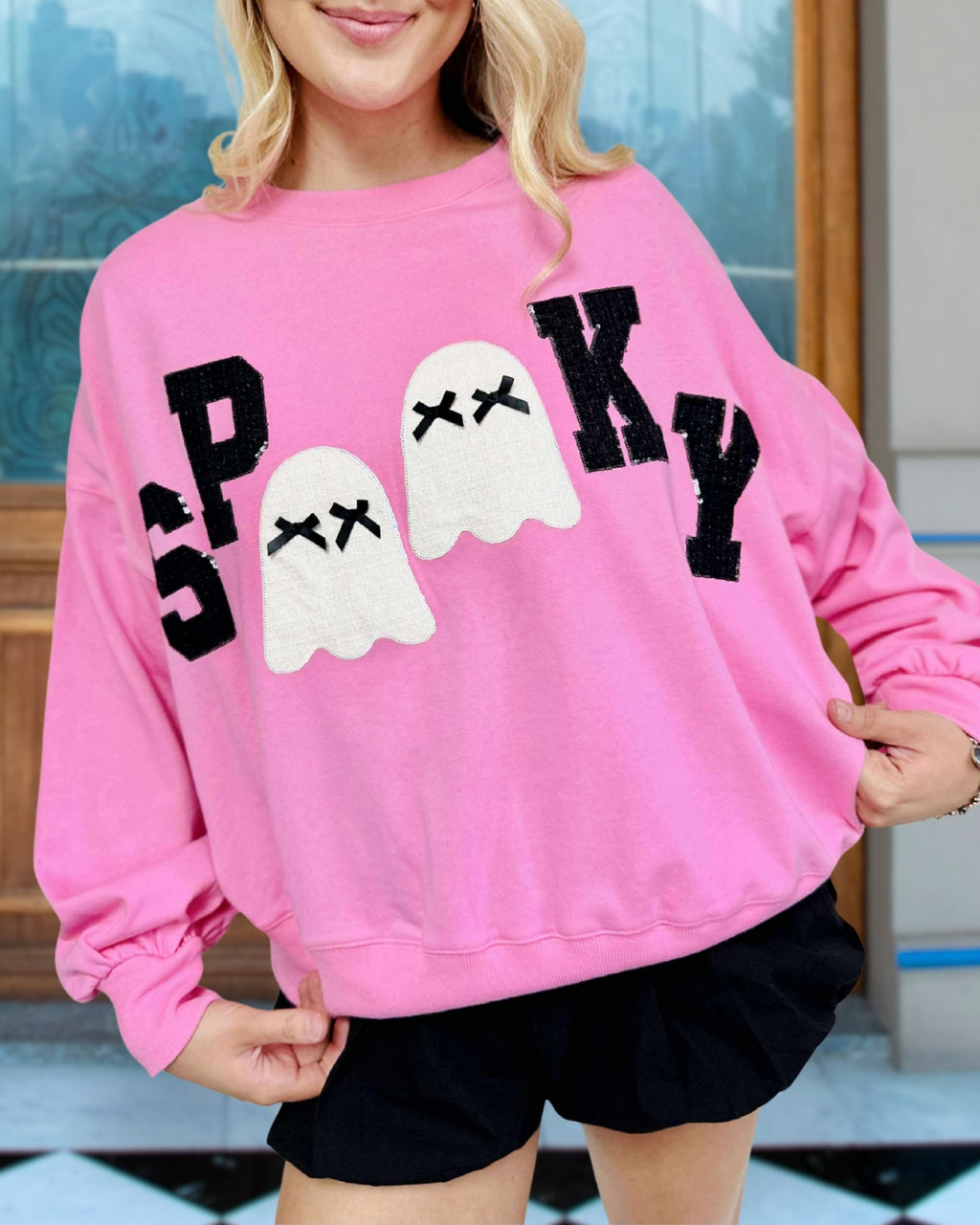 Spooky Ghost Embroidered Sweatshirt
