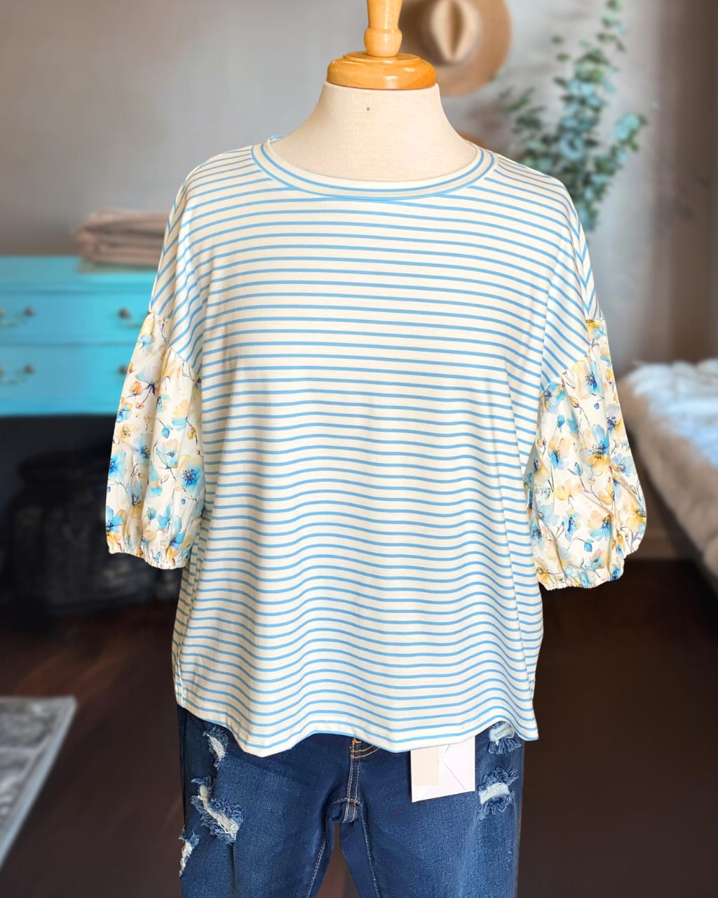 Floral Puff Striped Tee