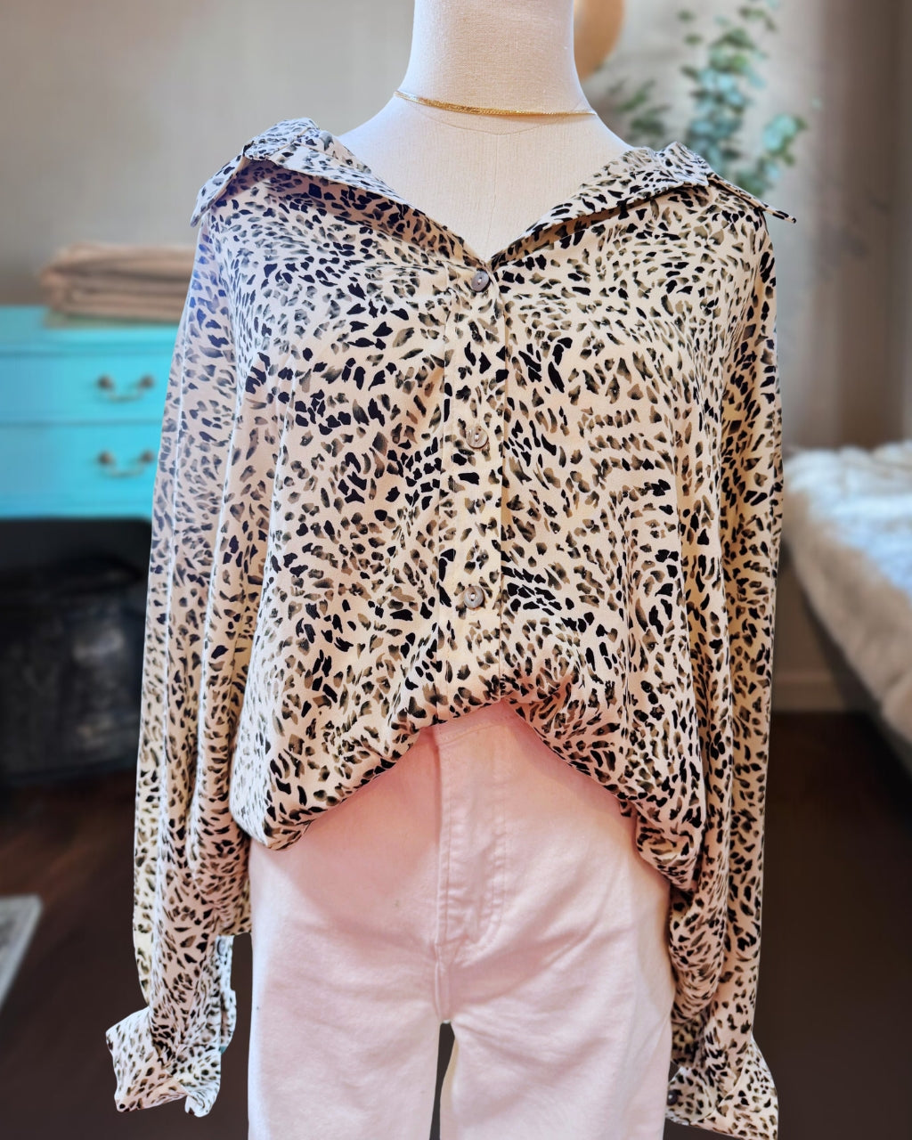 Cheetah Print Satin Top