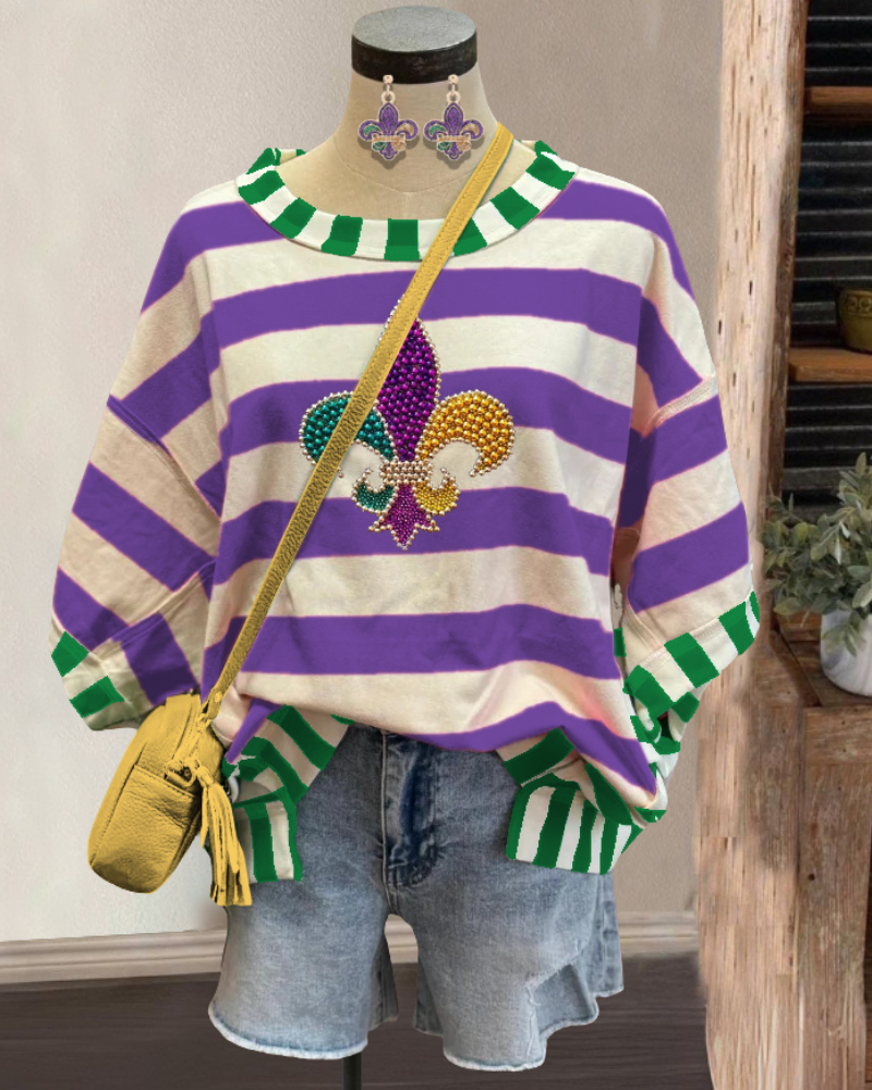 Carnival Striped Beaded T-Shirt