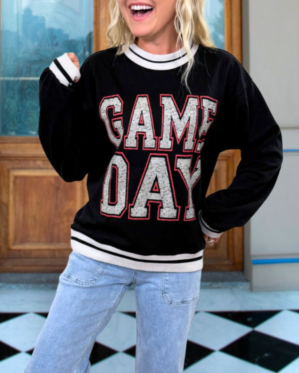 Vintage Game Day Embroidery Sweatshirt