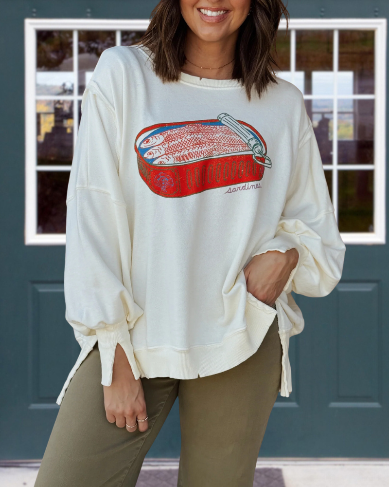 Sardines Can Embroidered Sweatshirt