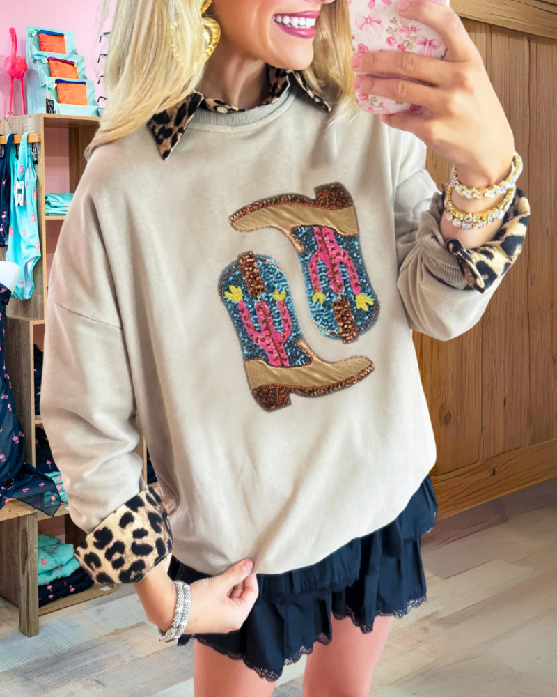 Glitter Boots Sweatshirt