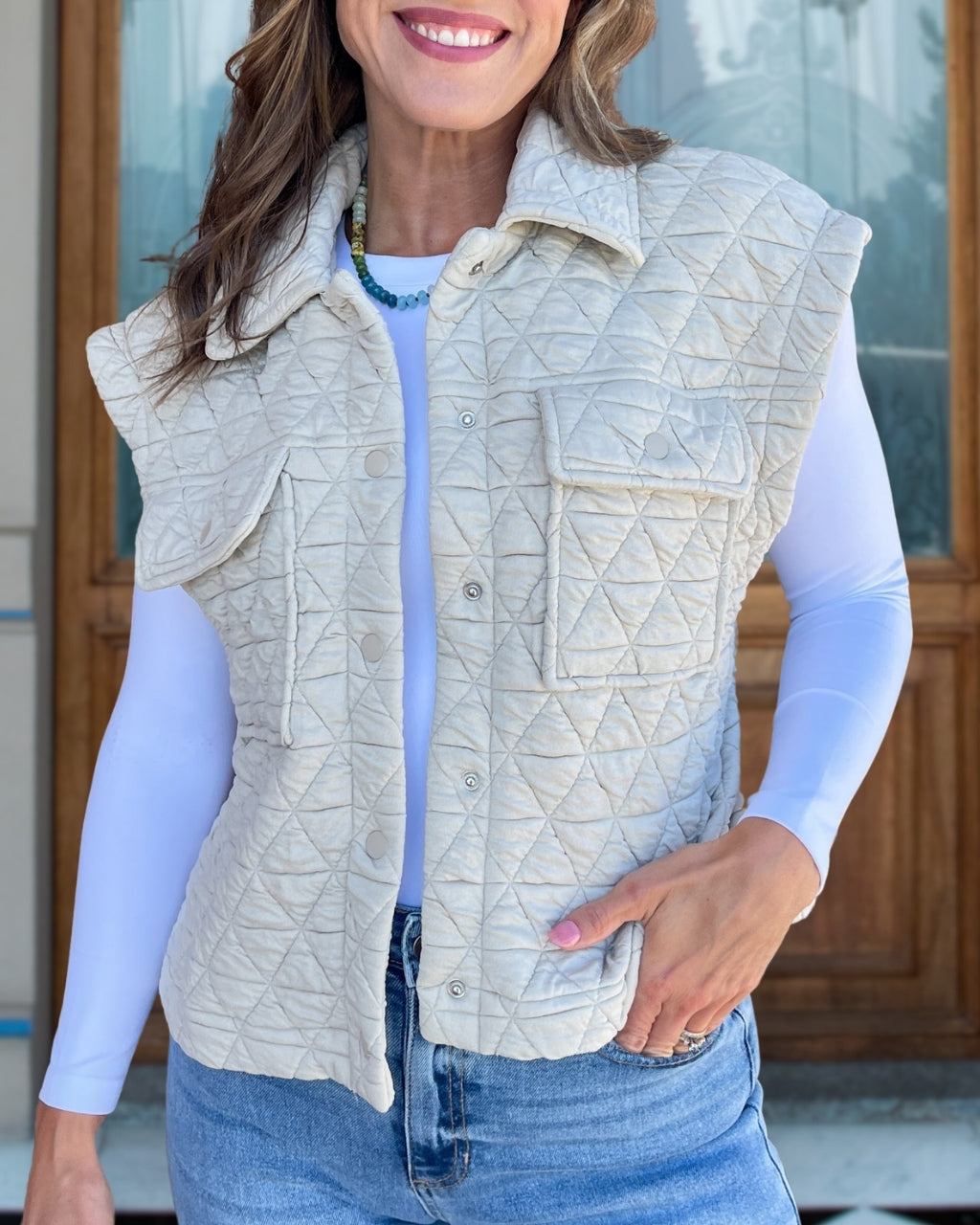 Snap Buttons Quilted Vest