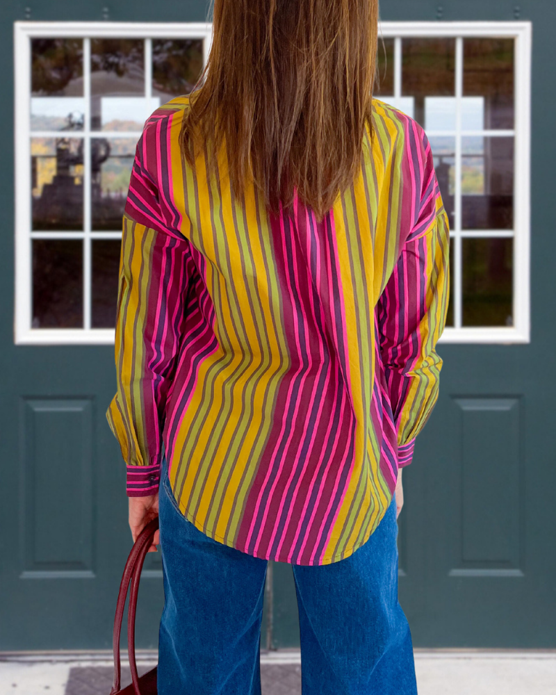 Chic Striped V-Neck Satin Top