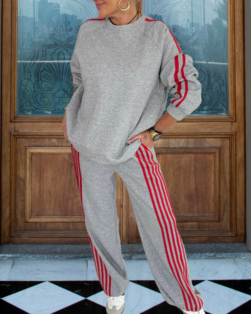 Casual Sports Style Striped Set