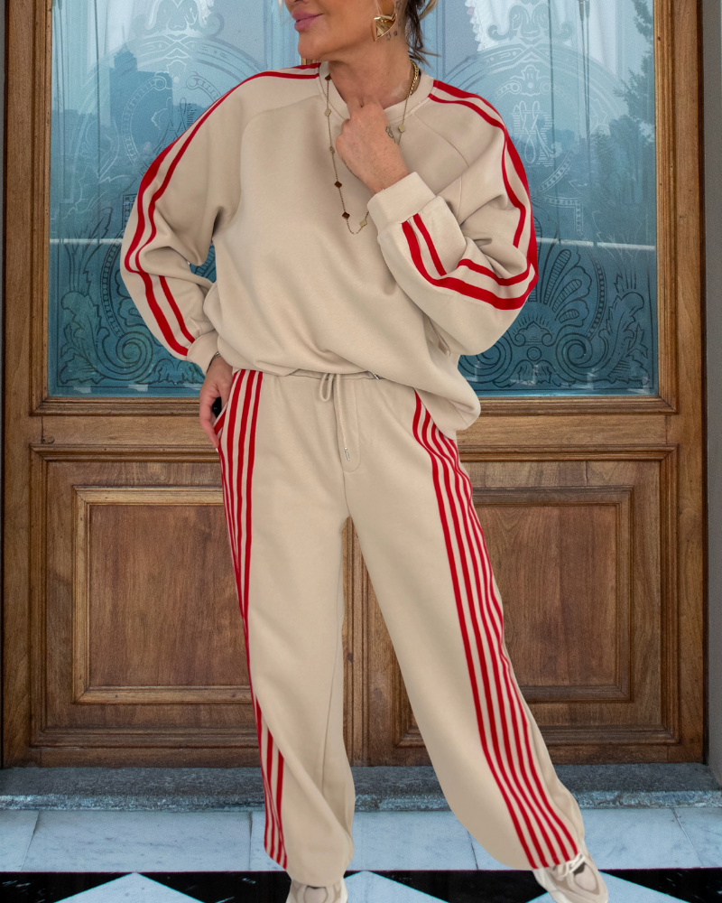 Casual Sports Style Striped Set