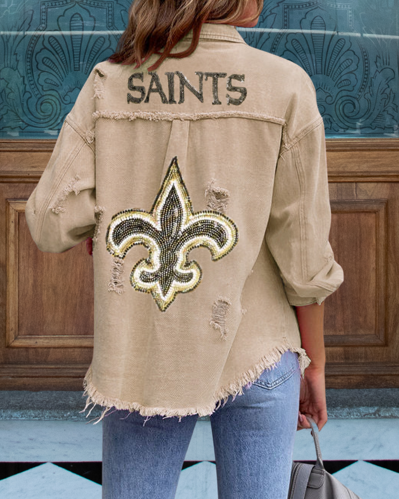 Saints Sequined Raw-edge Jacket