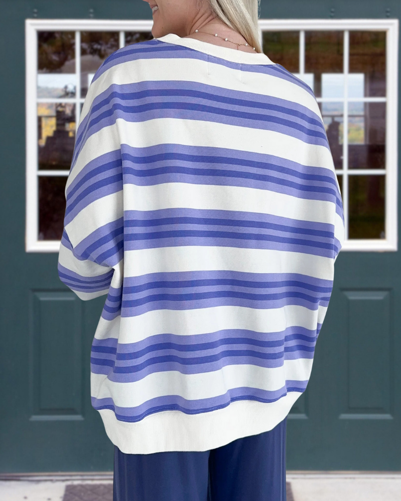 Stylish Striped Crewneck Sweatshirt