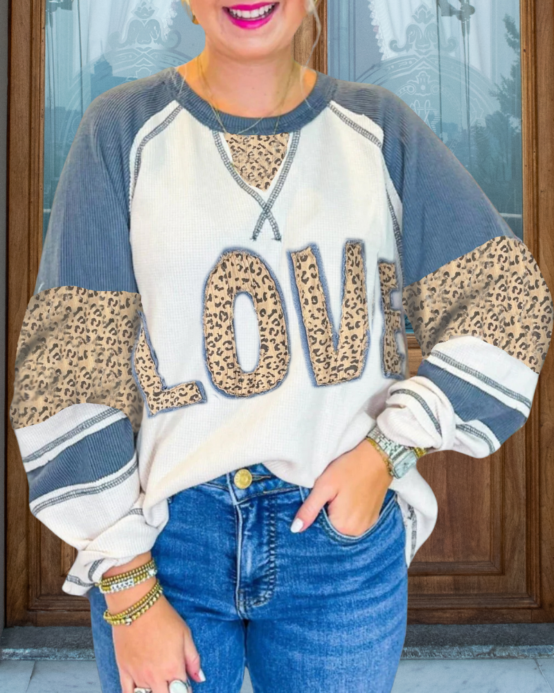 Leopard LOVE Patchwork Sweatshirt