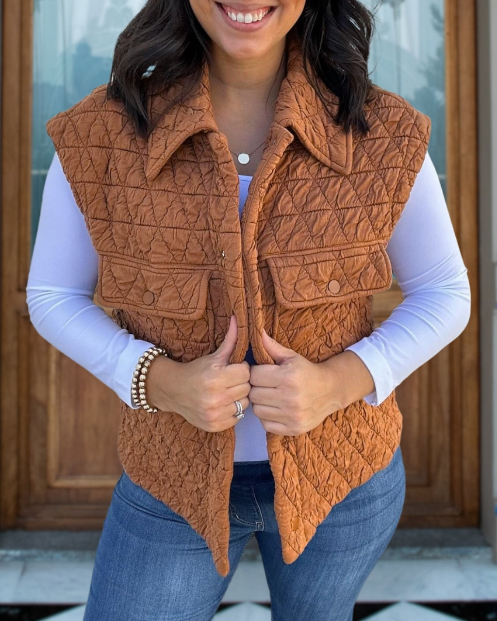 Snap Buttons Quilted Vest