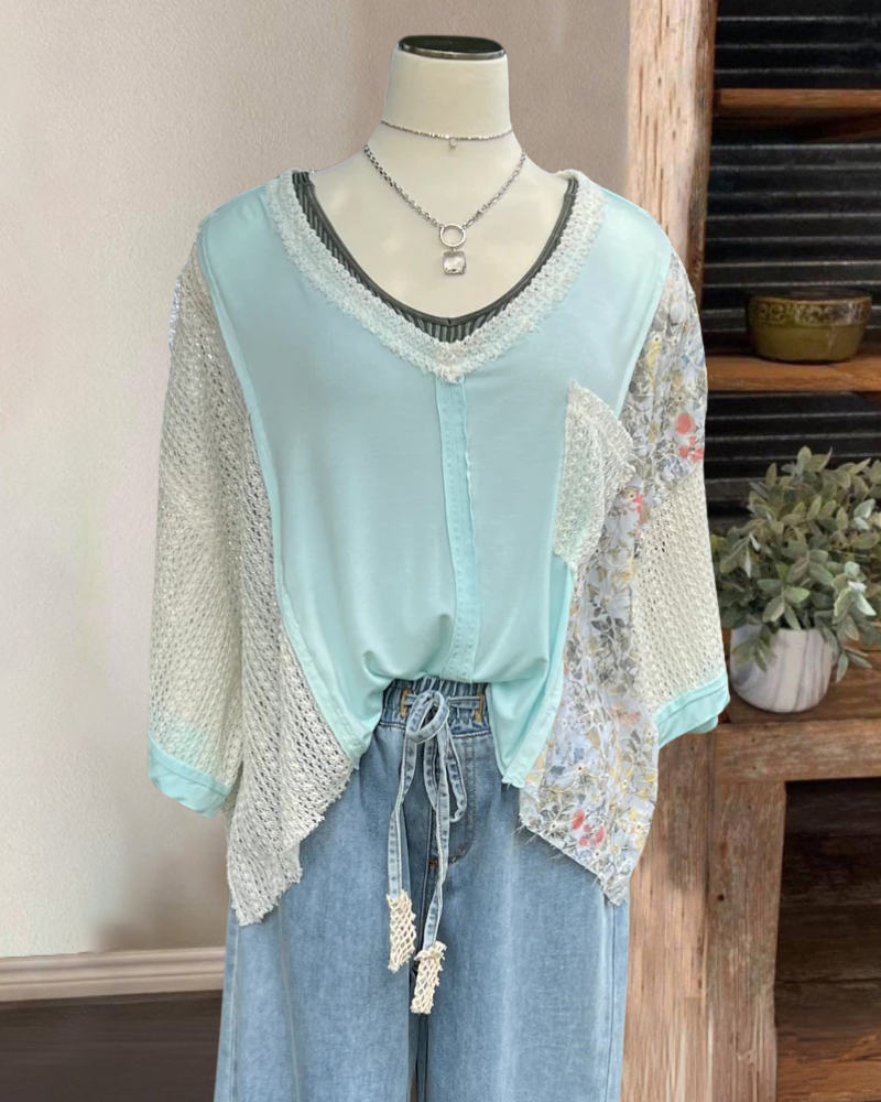 Oversized Floral Cutout Top