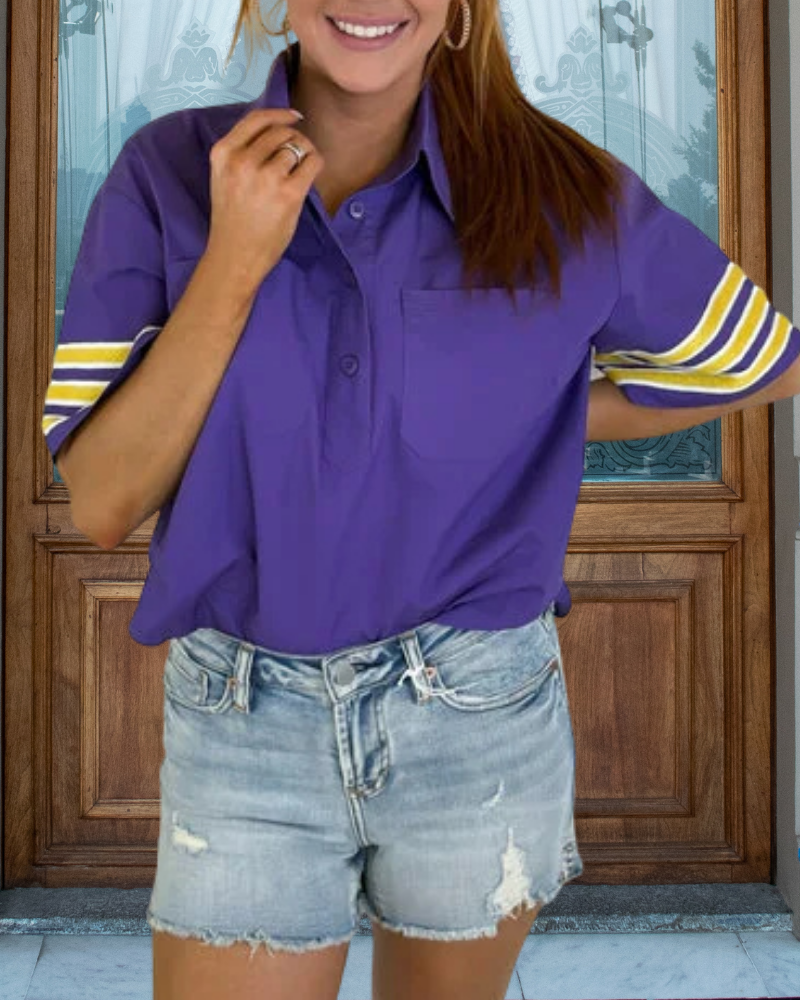 Simple Polo Striped Top