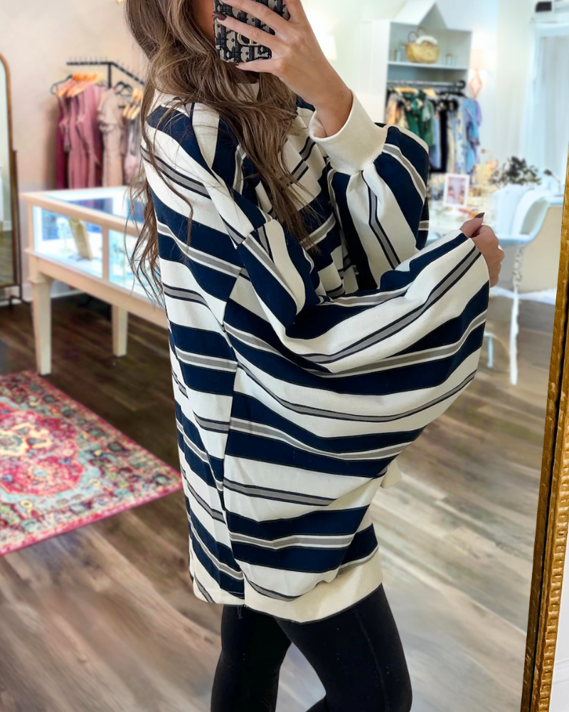 Unique Striped Turtleneck Pullover