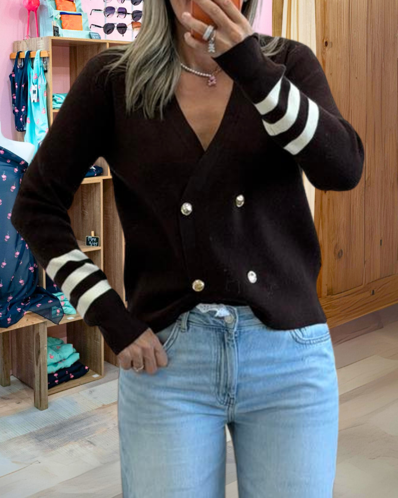 Simple Striped Knitted Cardigan