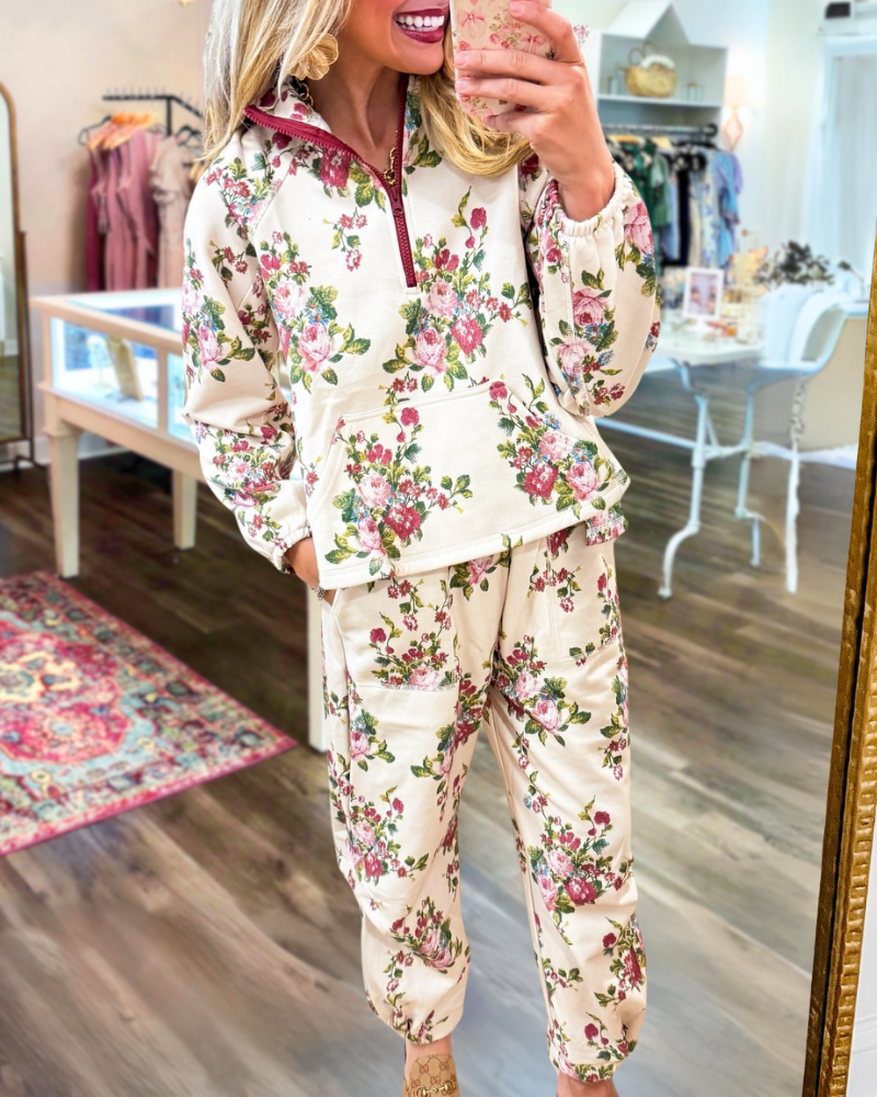 Retro Floral Half-Zip Set