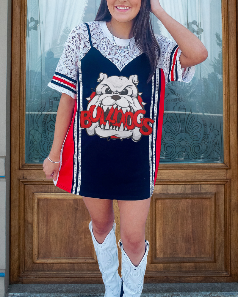 Bulldog Cotton T-shirt Lace Panel Dress