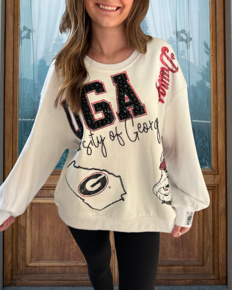 UGA Sequined Rhinestone Sweatshirt