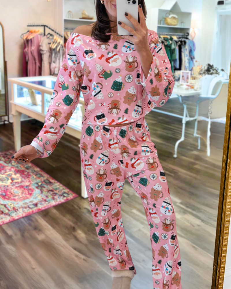 Christmas Themed Off-Shoulder Set