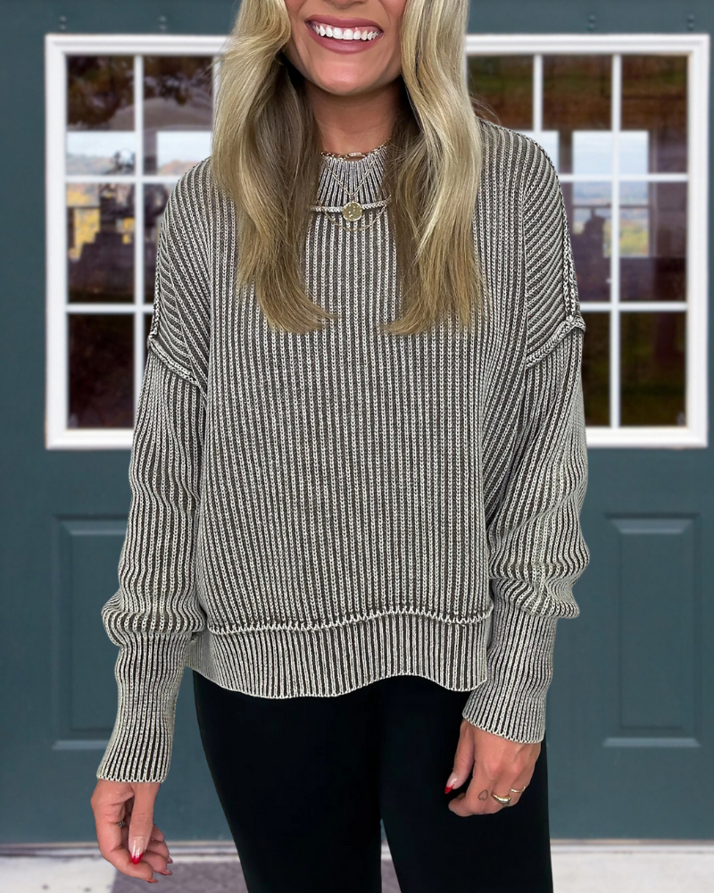 Trendy Retro Ribbed Pullover