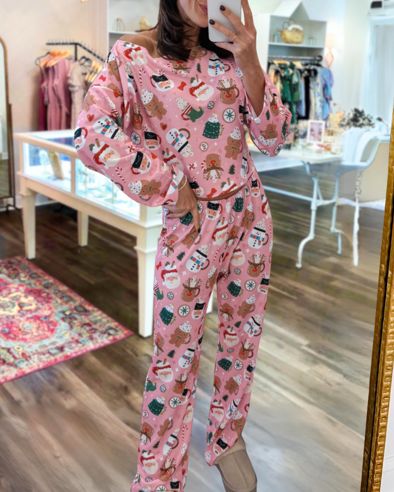 Christmas Themed Off-Shoulder Set