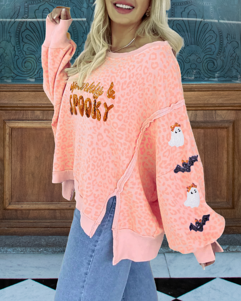 Halloween Sequin Sparkly Spooky Sweatshirt