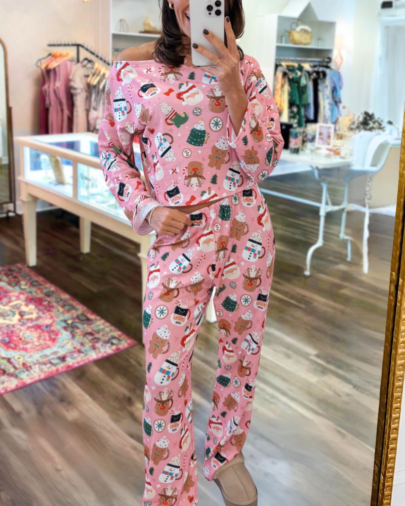 Christmas Themed Off-Shoulder Set