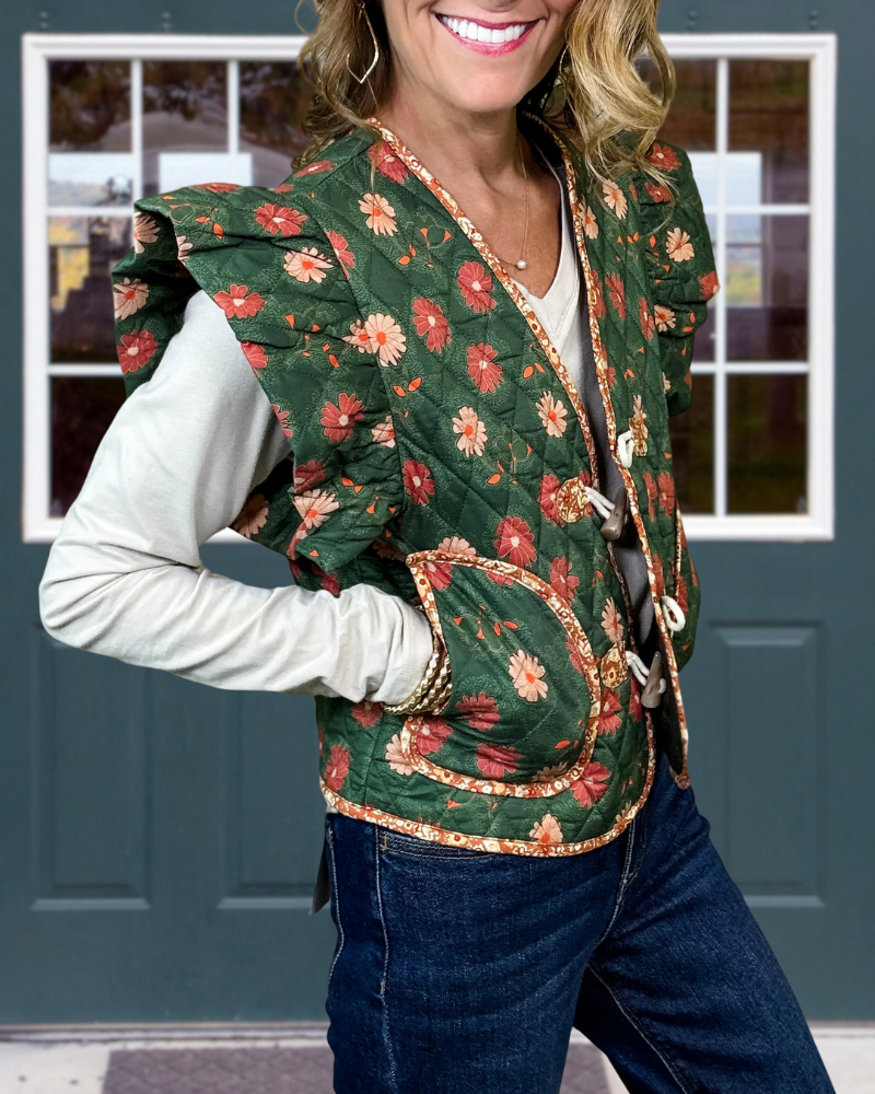 Retro Chic Quilted Floral Vest