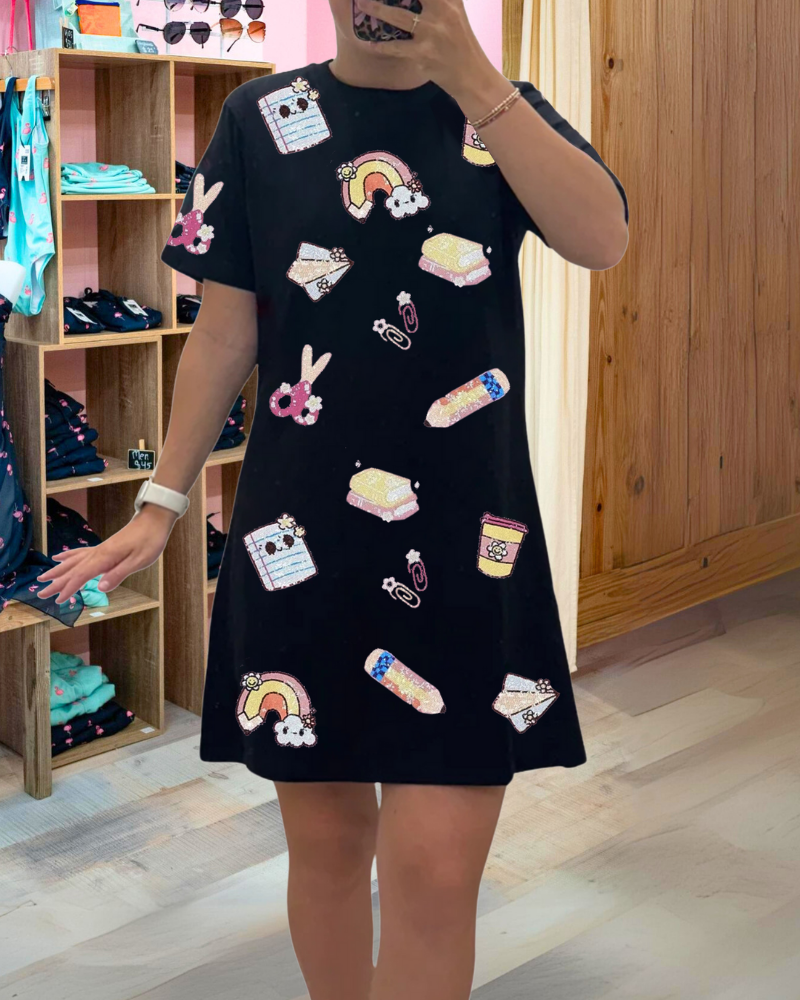 Cute Sequin School Dress